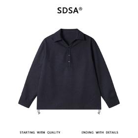 61079SDSA男士秋冬新款痞帅男装简约纯色半纽扣翻领设计长袖T恤百搭潮
