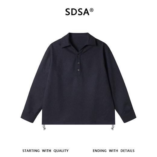 61079SDSA男士秋冬新款痞帅男装简约纯色半纽扣翻领设计长袖T恤百搭潮 商品图0