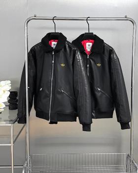 F011622仿皮翻领美式复古保暖运动翻领长袖皮衣夹克外套