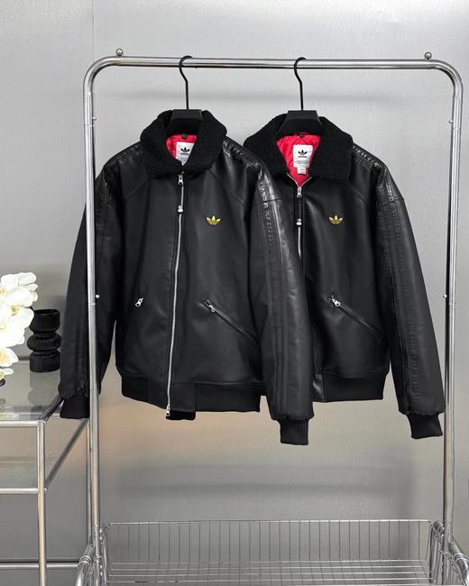 F011622仿皮翻领美式复古保暖运动翻领长袖皮衣夹克外套 商品图0