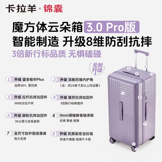 【升级云朵箱3.0Pro版】卡拉羊X锦囊新款魔方体行李箱鎏金板材PLUS升级8维防刮抗摔CN8141 商品图2