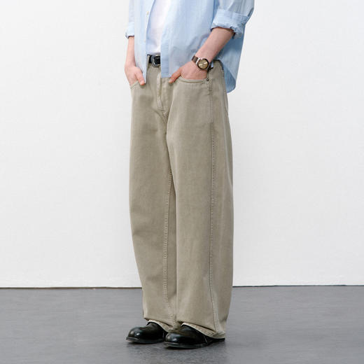 714street复古染色纯棉弯刀裤2026春季潮牌宽松水洗做旧休闲裤男 商品图1