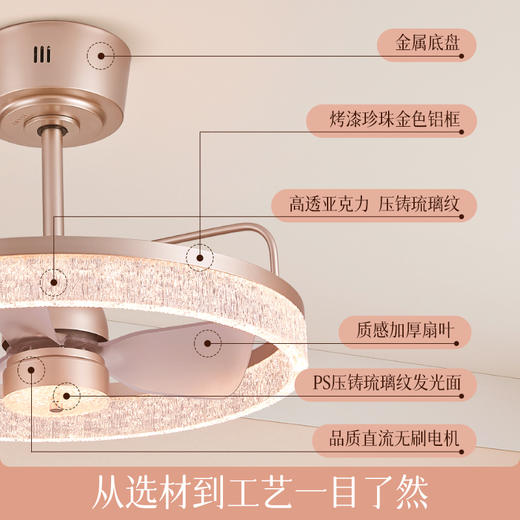 新品双倍积分🔥OPPLE欧普照明月光女神风扇灯奶油风卧室餐厅装饰吊灯 商品图1
