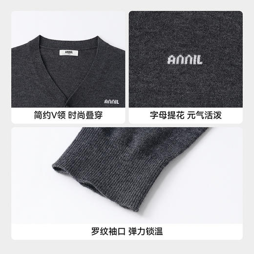 【暖“羊羊”精致毛衣开衫】男女童含羊毛细腻暖糯针织开衫春季新款安奈儿童装EM614680 商品图4