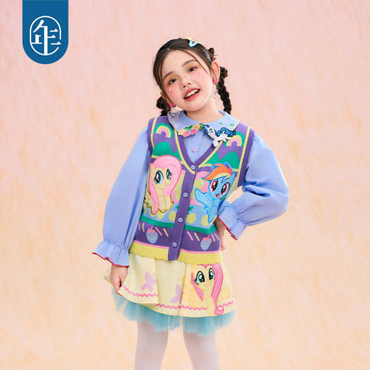 小马宝莉联名年衣童装针织马甲春季新款女童小马宝莉春季多彩马甲N1261010A05 商品图5