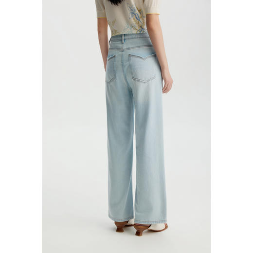 商场同款PURE TOUCH女装26春夏新款棉混纺牛仔裤高腰直筒复古长裤 商品图7