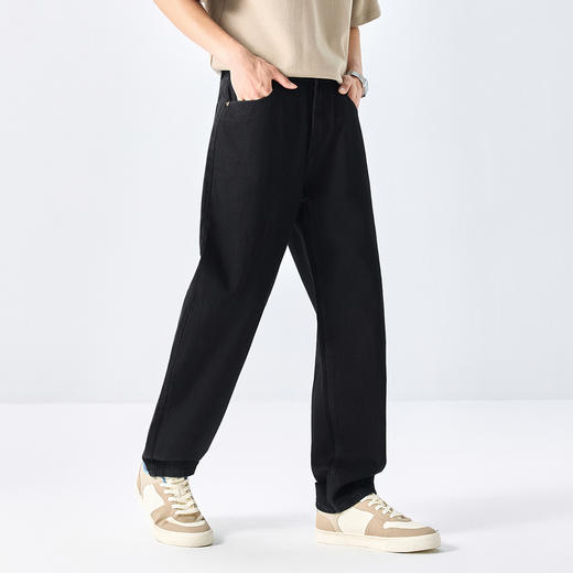 GXG男装【棉混纺水洗】春季复古猫须耐磨宽松直筒休闲男式牛仔裤K&C 商品图6