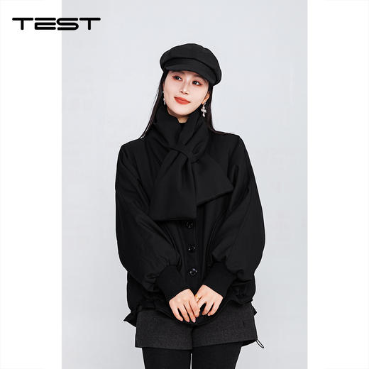 冬上新黑色宽松显瘦中长款保暖羽绒服2254227 商品图0