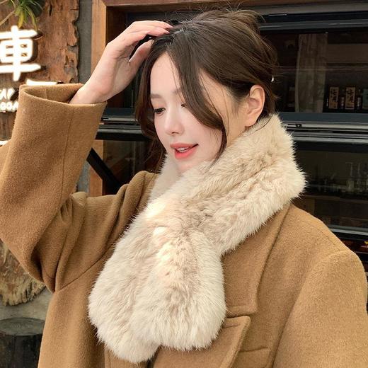 【兔毛编织围巾】韩版秋冬气质新款双面加厚保暖皮草毛毛围脖毛领子 商品图1