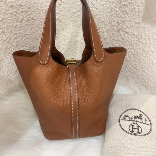 爱马仕 金棕色 金扣  Togo皮 菜篮子18 手提包 商品图1