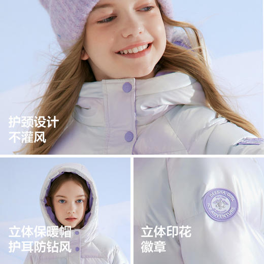 笛莎Deesha 童装女童亮面羽绒服2025年冬季新款女孩儿童时尚保暖外套 商品图3