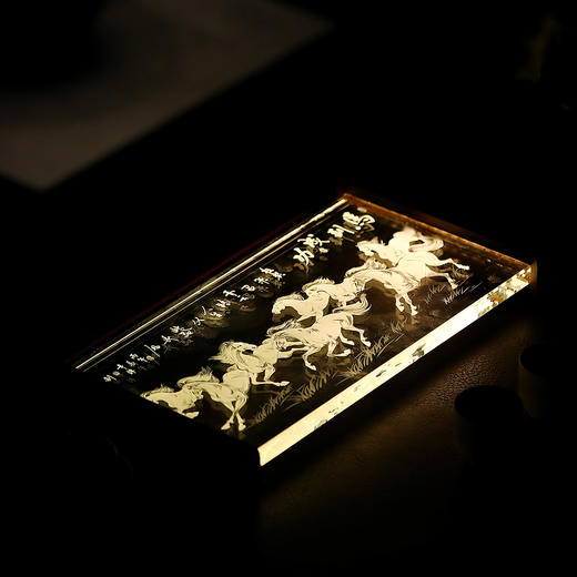 新中式两用屏风发光茶盘 ， 会发光的茶盘！暖灯漫染，雅致温馨，美好寓意新年礼！ 马到成功/竹报平安【G】 商品图9