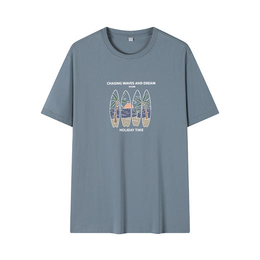 GXG男装【沙滩度假】夏季舒适透气休闲百搭情侣款圆领短袖T恤K&C 商品图7