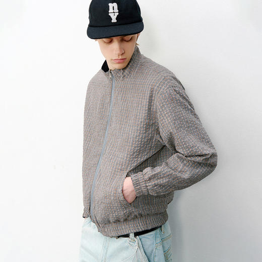714street【两面穿】泡泡纱格纹夹克2026春季新款抗皱撞色外套男 商品图2