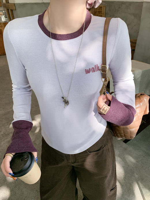 <曾小咸推荐>现货秒杀 ！微信超特价！韩系拼色磨毛长袖t 日常129.99 立减70 秒杀59.99！！ 商品图13