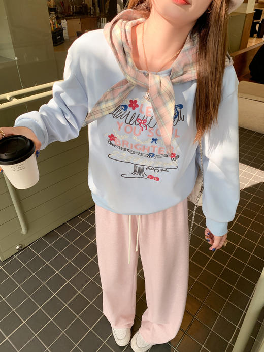 <曾小咸推荐>现货秒杀 ！微信超特价！韩系字母刺绣加绒卫衣 日常229.99 立减140 秒杀89.99！！ 商品图7