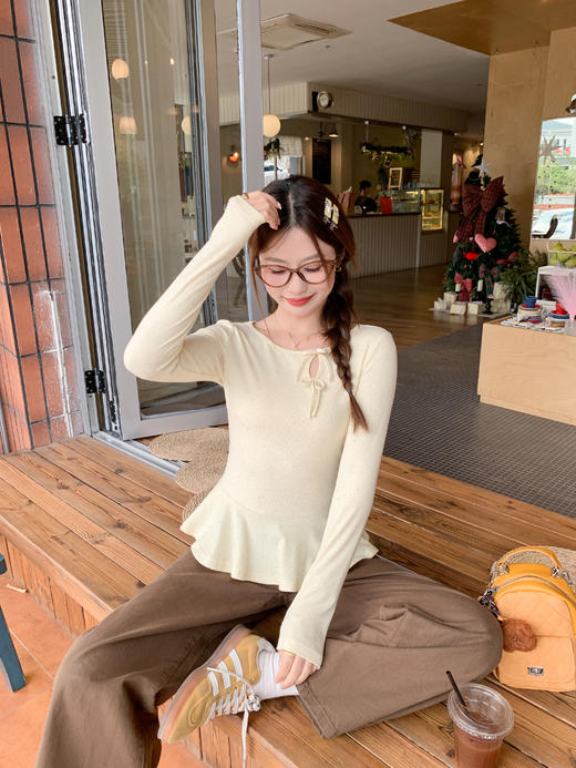 <曾小咸推荐>现货秒杀 ！微信超特价！韩系荷叶边长袖t恤 日常139.99 立减70 秒杀69.99！！ 商品图6