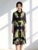 SZ3S05_绀蝶色_连衣裙_春夏_翻领七分袖腰带收腰A字中长款印花雪纺_高级女装_BERNIEELEN 伯妮斯茵 商品缩略图0