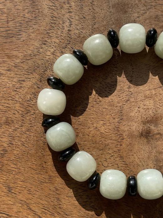 和田且末蓝白玉鼓珠手链，顺丰包邮 商品图6