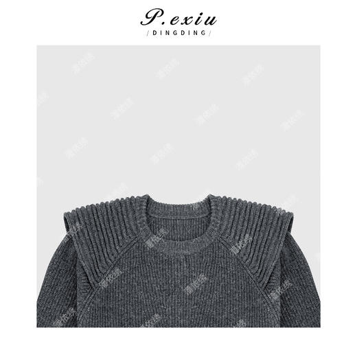 04-2潘依绣丁丁宠粉韩系简约拼接袖圆领长袖套头毛针织衫Q2248 商品图2