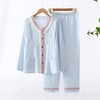 纯棉双层绉布月子服产后春夏吸汗透气甜美纯色纱布孕妇哺乳家居服 商品缩略图1