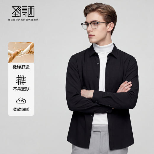 【含莫代尔&桑蚕丝】圣得西男士2025秋新款商务通勤DP免烫衬衫 商品图2