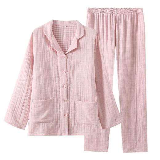 新款包边纯棉四层纱布情侣款家居服套装秋冬季加厚全棉男女士睡衣 商品图4