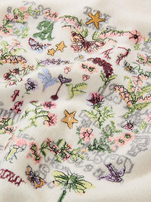 KINGDEER/KD春秋百搭时尚休闲针织刺绣圆领羊绒衫L805885轻运动/花朵/休闲款鹿王 商品图8