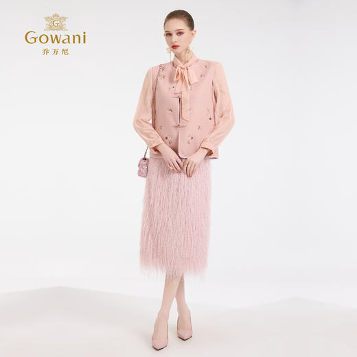 乔万尼中式设计绣花盘扣羊毛羊绒混纺雅致中国风马甲ED4H837 商品图3