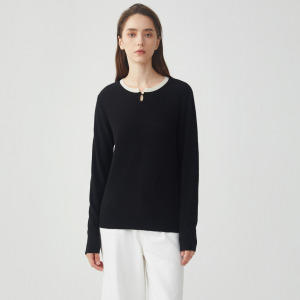 【咕咕同款】KINGDEER/KD秋冬新款女式圆领桂花针撞色圆领羊绒衫 约198g L805658经典基本款/气质款/100%山羊绒鹿王 商品图10