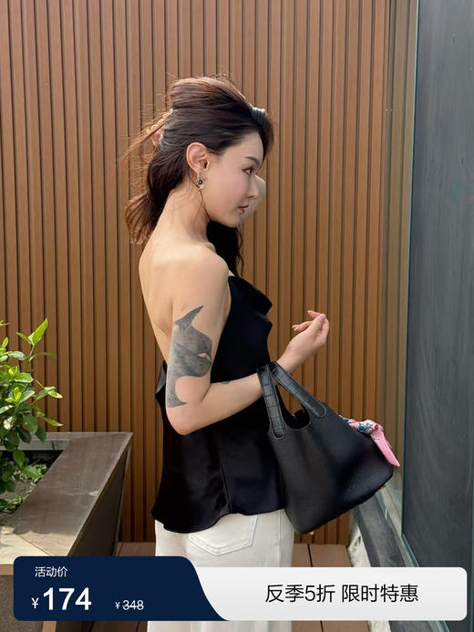 DUO智仙 优雅bao动极简黑色礼服露背小抹胸 商品图0