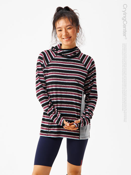 CryingCenter 条纹撞色哈苏线口袋休闲运动长袖连帽衫 哭喊中心 商品图2