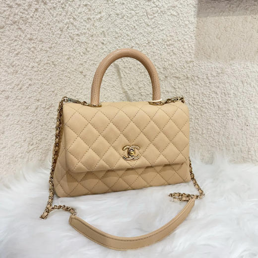 Chanel cocohandle 荔枝纹牛皮 奶茶色 小号 斜挎包 商品图0