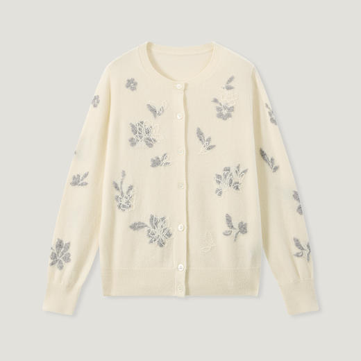 KINGDEER/KD灰色蝴蝶结印花毛衣女装小香风羊绒衫L805605复古奶奶风鹿王 商品图9