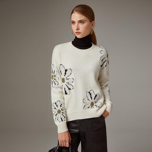 KINGDEER/KD秋冬经典百搭长袖圆领羊绒衫L804037温婉奶油款鹿王 商品图8