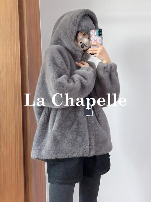 专柜实拍【毛茸茸软乎乎】拉夏贝尔/La Chapelle轻奢高级感！官网1k+重磅~环保皮草连帽毛毛外套 商品图4