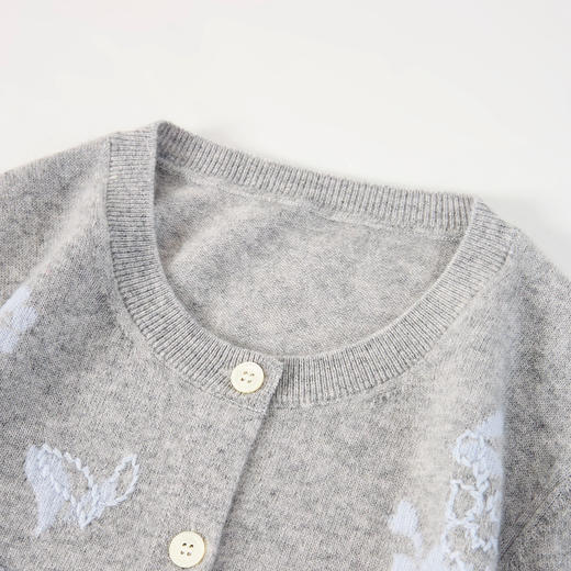 KINGDEER/KD灰色蝴蝶结印花毛衣女装小香风羊绒衫L805605复古奶奶风鹿王 商品图5