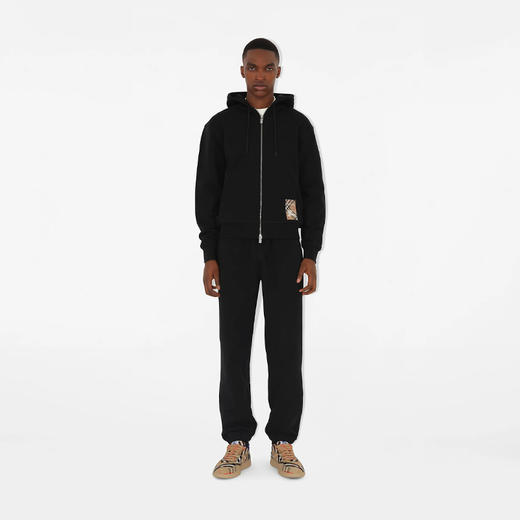 BURBERRY 巴宝莉 男士格纹马术骑士徽标标签棉质运动卫衣 黑色 8102276 A1189 商品图2