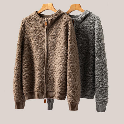 100%Baby小山羊绒~连帽压花双拉链羊绒外套女BABY260508 商品图2