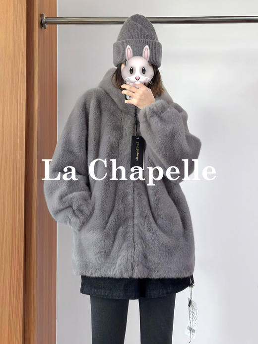 专柜实拍【毛茸茸软乎乎】拉夏贝尔/La Chapelle轻奢高级感！官网1k+重磅~环保皮草连帽毛毛外套 商品图5