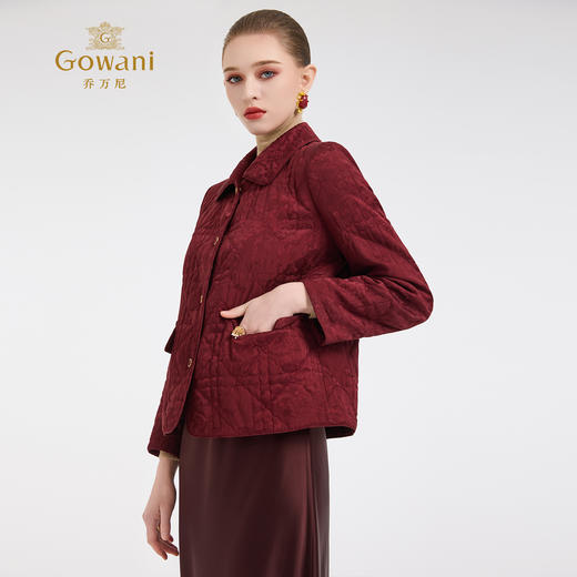 【两色可选】乔万尼提花绗缝宽松利落休闲棉服外套ED4K758 商品图1