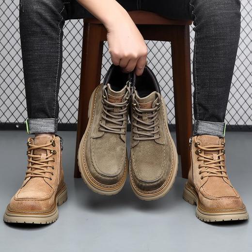 冬季户外机车马丁靴子男真皮厚底加绒保暖工装靴男士拉链经典短靴 商品图3