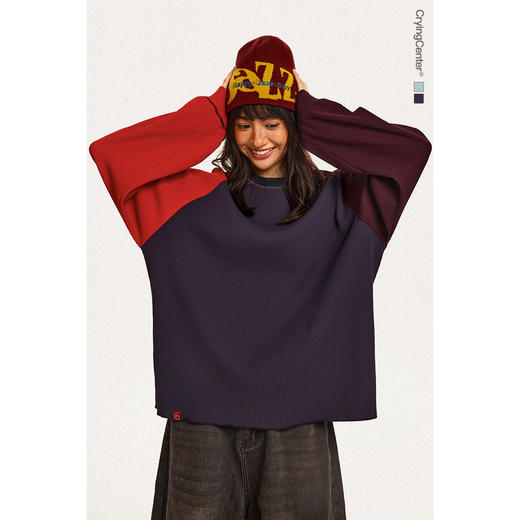 CryingCenter 撞色华夫格插肩打底衫 哭喊中心 商品图3