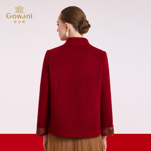 乔万尼100%绵羊毛中式立领盘扣气质短款毛衣大衣外套ED4B833 商品图4