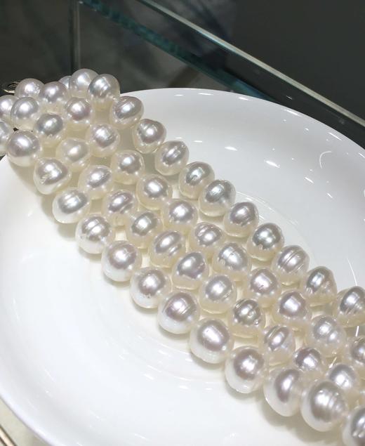 【私席真珠 .新年盛宴】Paspaley圈纹珠 
澳白螺纹珍珠手链 天然形状 有酒窝 珠光超亮 颗颗独一无二 约19cm S925银扣子 慵懒随性～ 商品图2