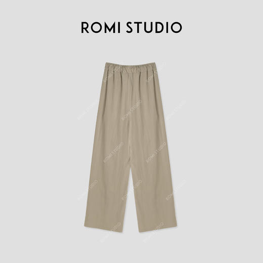 ROMI STUDIO气质休闲时尚显瘦直筒收腰杏色休闲裤421K8034 商品图1