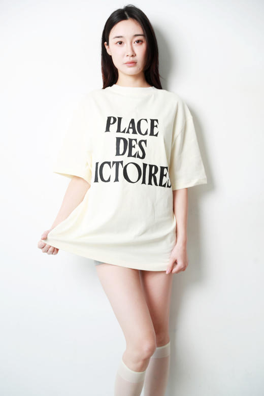 背后大印花tee，面料是全棉。胸口小标设计情侣款圆领t恤E011760 商品图9