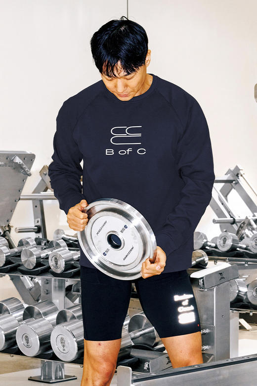 CryingCenter bofc宽松暗格纹健身插肩长袖圆领T恤 商品图4