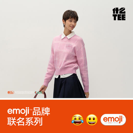 商场同款|森马emoji™ 联名系列毛衣女春格子2026新款甜美套头衫 商品图4