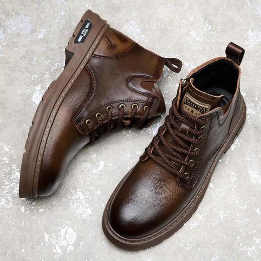 2025冬季马丁靴男款真皮复古工装靴子男士英伦潮流加绒保暖棉鞋 商品图3